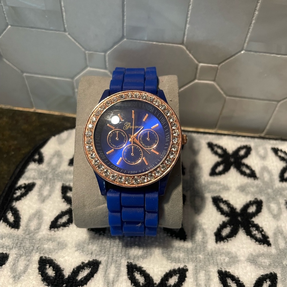 Blue Geneva Bejeweled watch